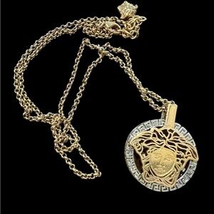 Versace  Silver and Gold Medusa Necklace